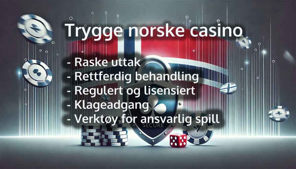 Infografikk: trygge norske casino. Bulletpoints som forteller om innholdet i artikkelen